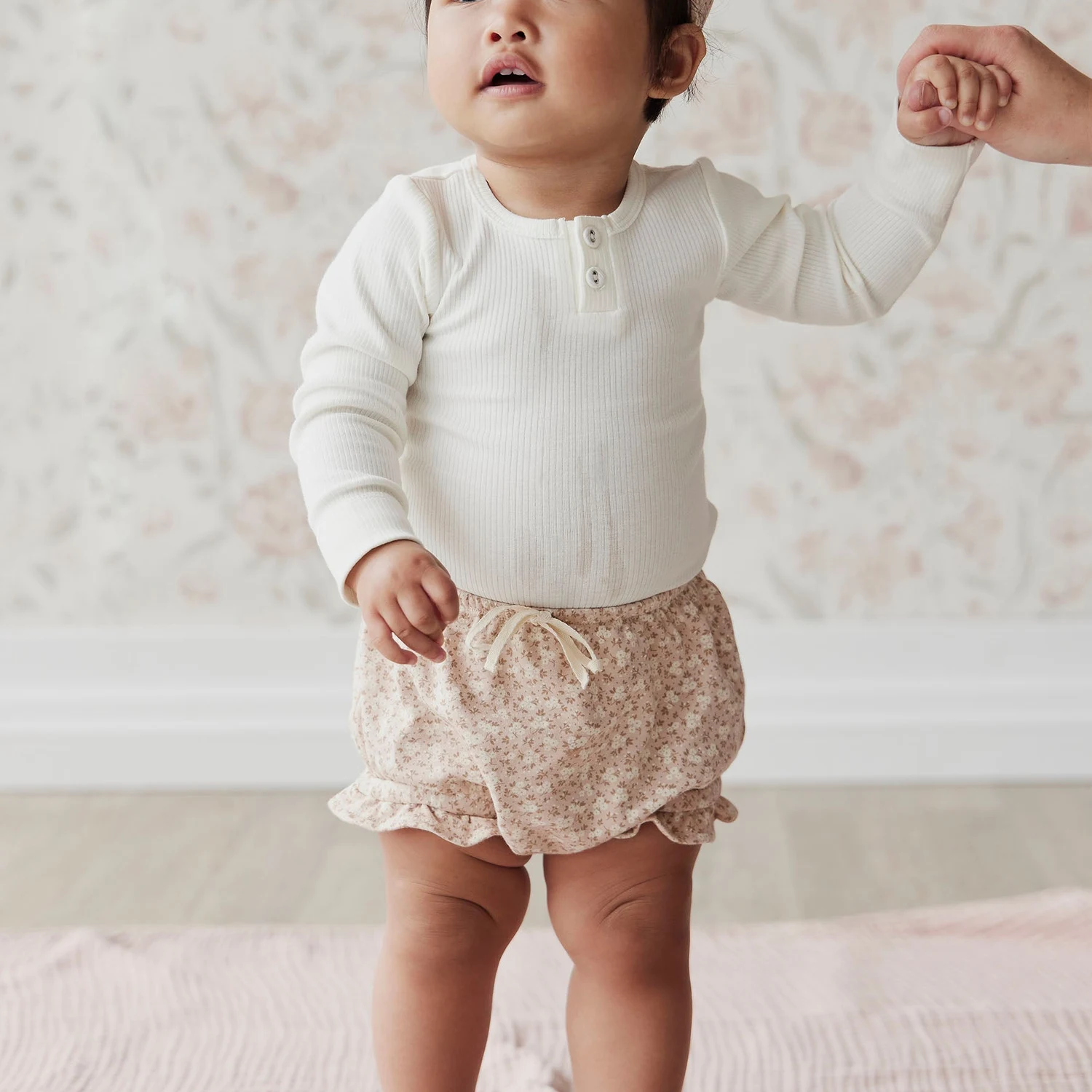 Organic Cotton Fine Rib Long Sleeve Bodysuit - Milk