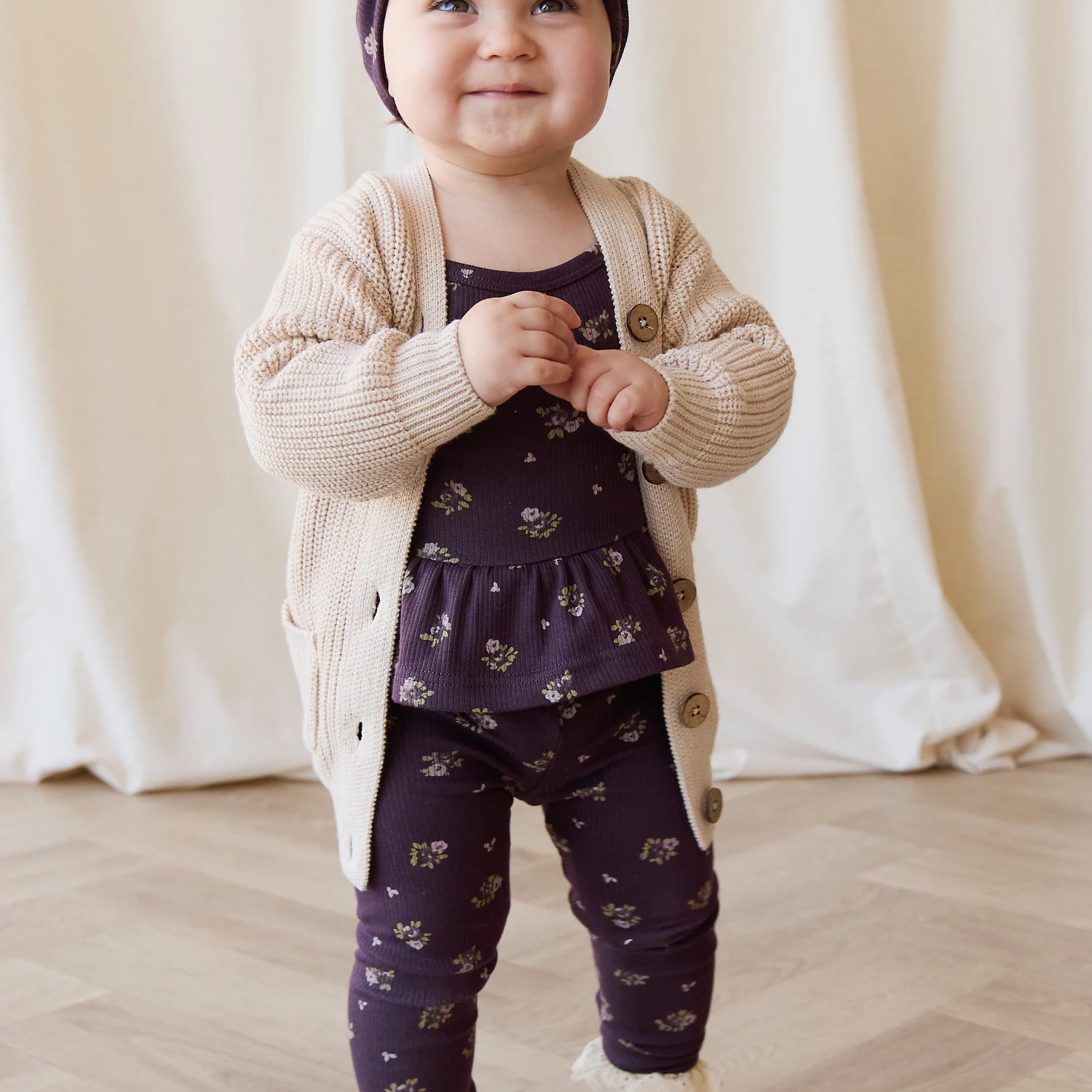 Organic Cotton Fine Rib Legging - Simone Huckleberry