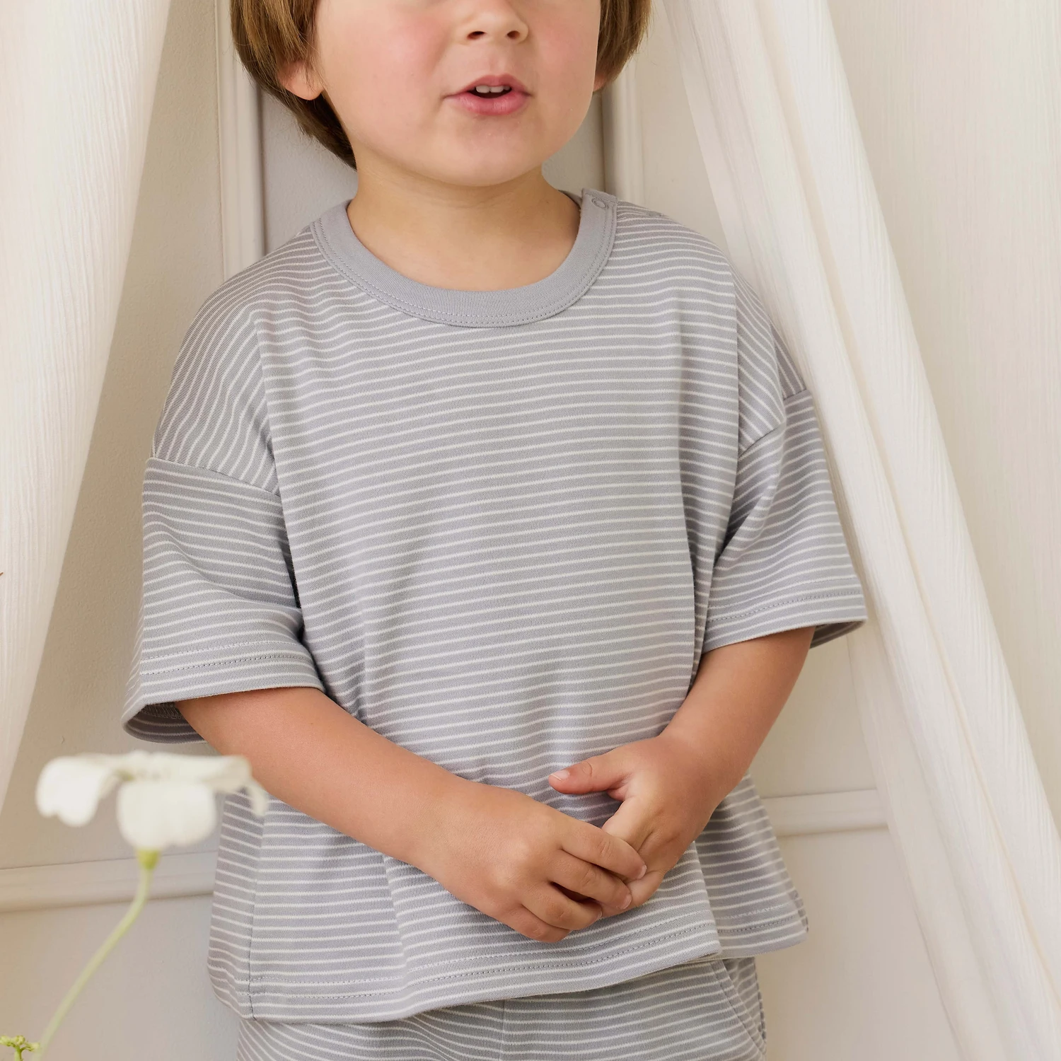 Pima Cotton Wesley Tee - Fine Stripe Missouri/Parchment