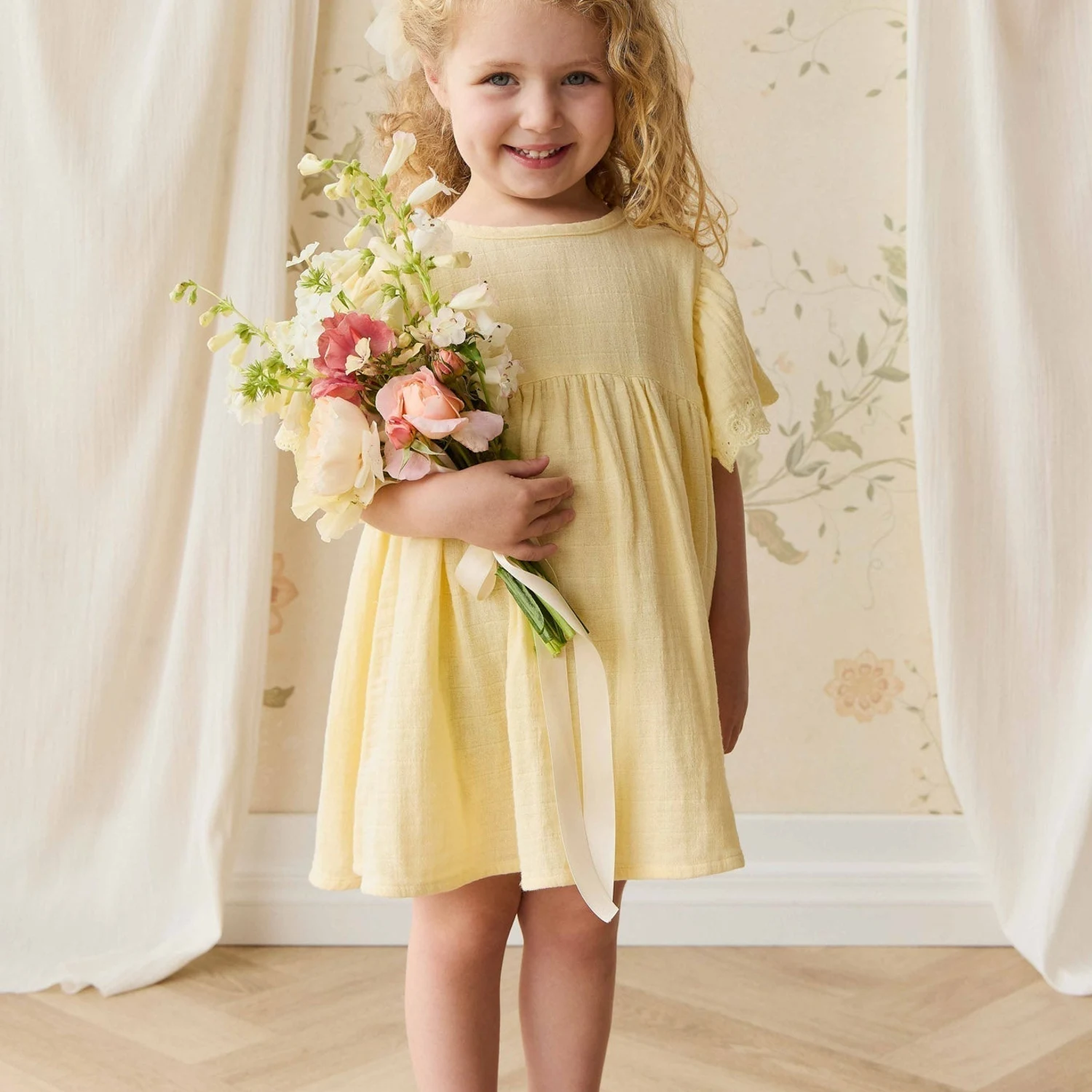 Organic Cotton Muslin Phillipa Dress - Sunshine