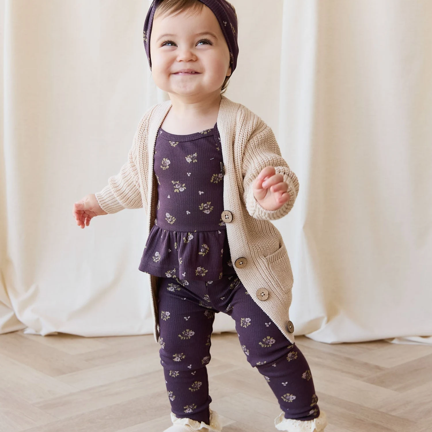 Organic Cotton Fine Rib Legging - Simone Huckleberry