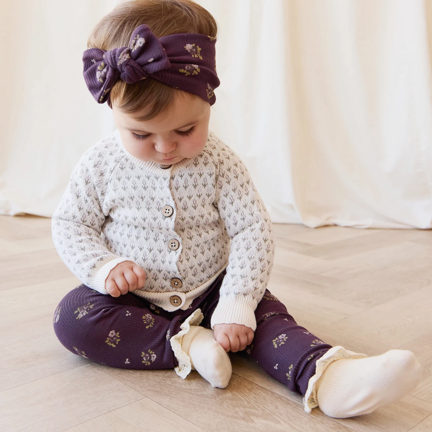 Organic Cotton Fine Rib Legging - Simone Huckleberry